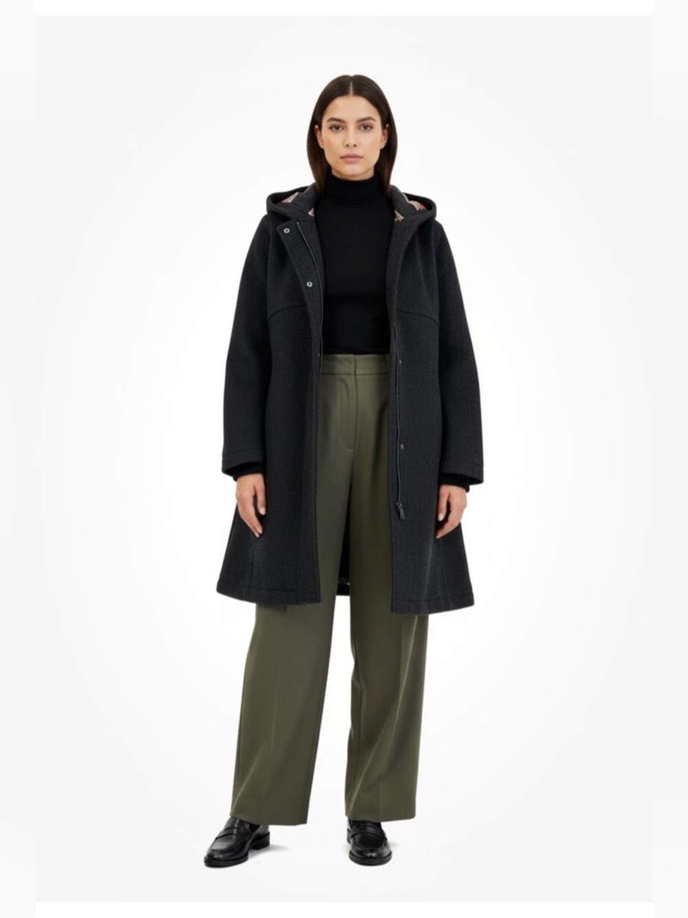 Pendleton Wool Walker Hooded Coat Women's XL Charcoal Water Repellent NWT